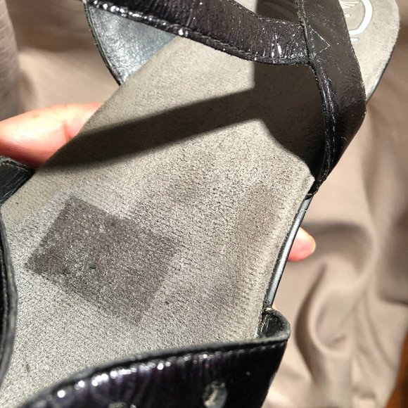 Dansko chunky black patent leather sandals, - Picture 12 of 16